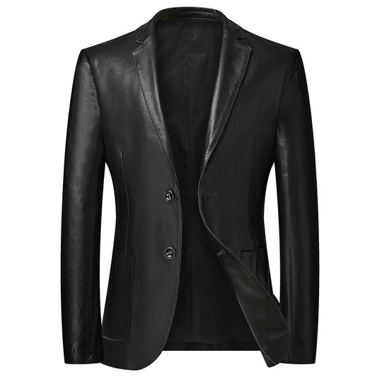Herren Elegantes Zweiknopf-Lederblazer im Sakko-Stil mit schmaler Passform Nord Taschen
