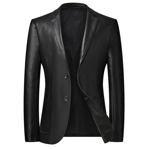 Herren Elegantes Zweiknopf-Lederblazer im Sakko-Stil mit schmaler Passform Nord Taschen