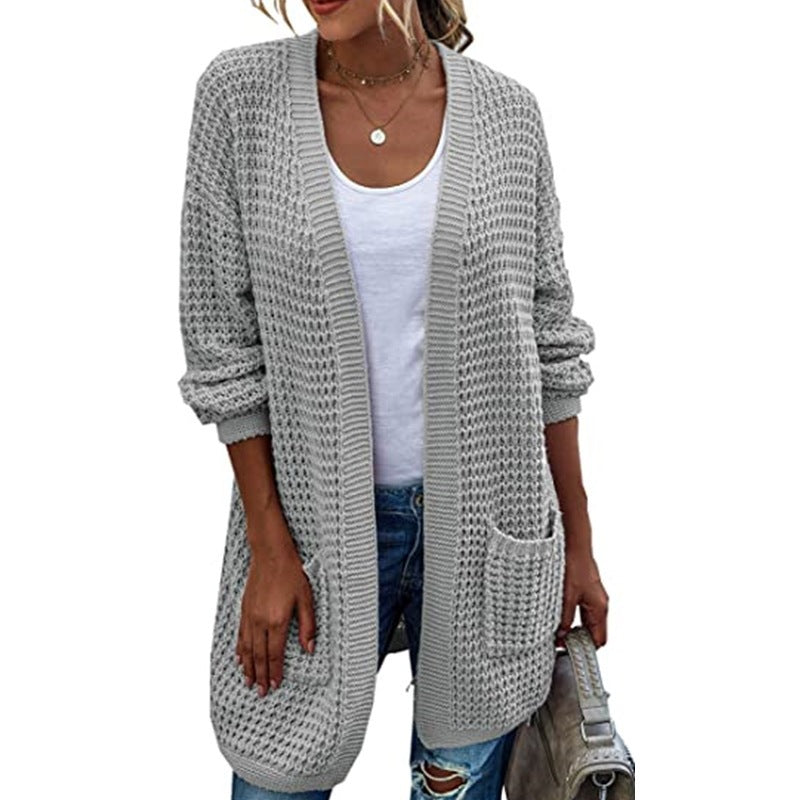 Damen Grobstrick-Cardigan mit lässiger Passform und tiefen Taschen Nord Taschen