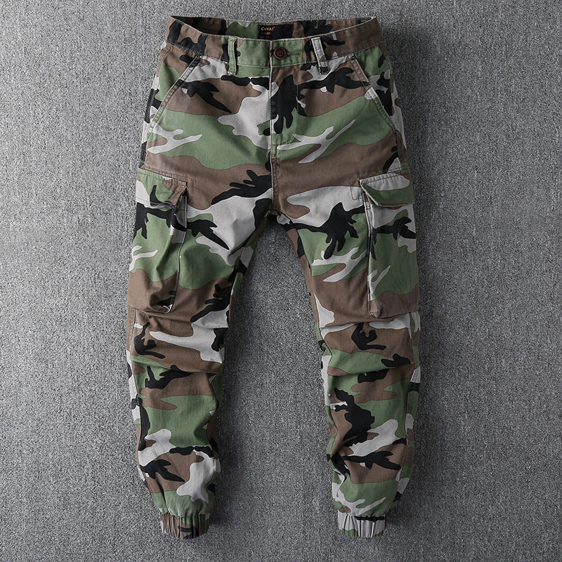 Herren Cargohose im Camouflage-Muster mit elastischen Bündchen und Multifunktionstaschen Nord Taschen