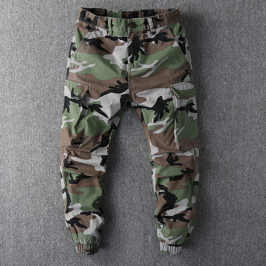 Herren Cargohose im Camouflage-Muster mit elastischen Bündchen und Multifunktionstaschen Nord Taschen