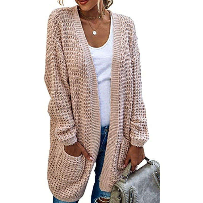 Damen Grobstrick-Cardigan mit lässiger Passform und tiefen Taschen Nord Taschen