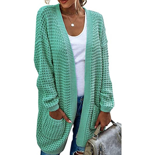 Damen Grobstrick-Cardigan mit lässiger Passform und tiefen Taschen Nord Taschen
