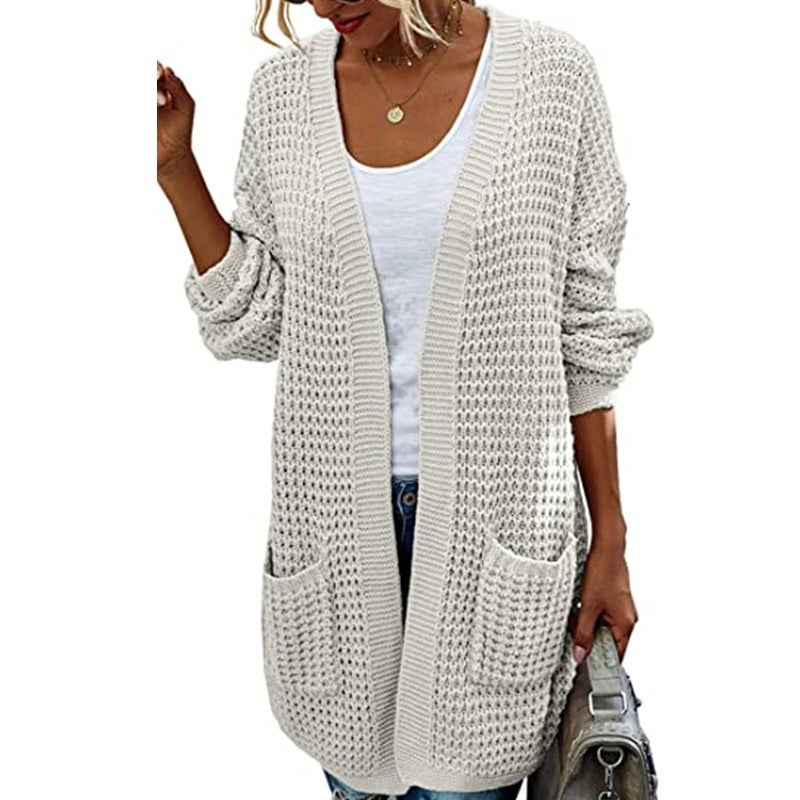 Damen Grobstrick-Cardigan mit lässiger Passform und tiefen Taschen Nord Taschen
