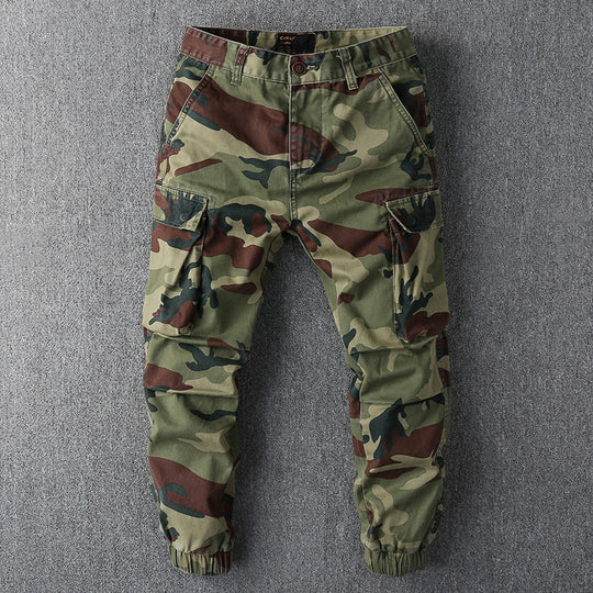 Herren Cargohose im Camouflage-Muster mit elastischen Bündchen und Multifunktionstaschen Nord Taschen