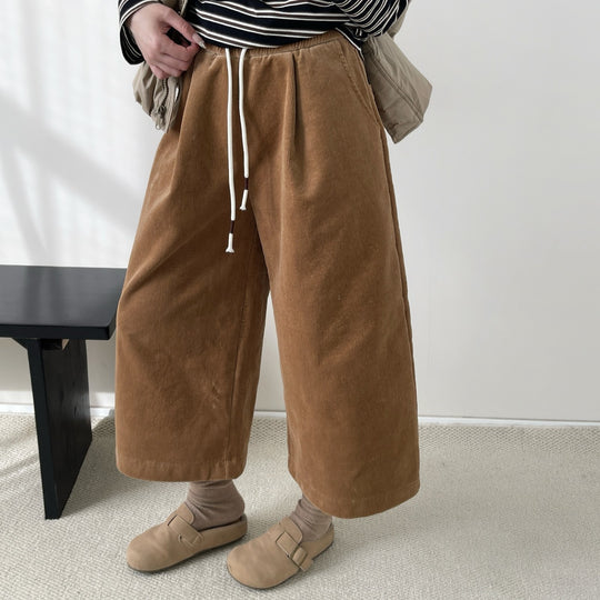 Damen-Cordhose, weit geschnitten, knöchellang, gefüttert