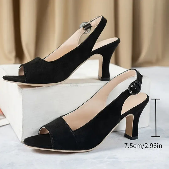 Offene Slingback-Absätze mit verstellbarem Schnallenriemen