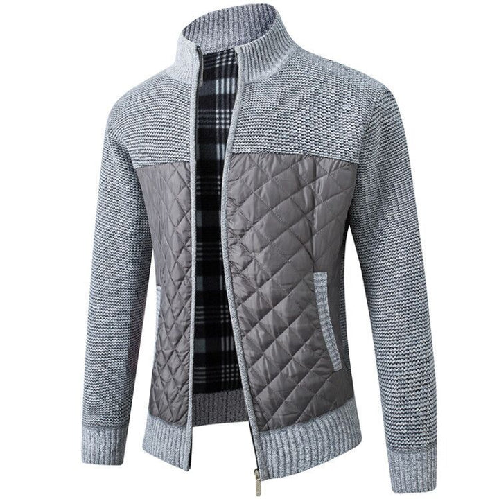 Herren gesteppter Strickcardigan mit Stehkragen, Thermofutter und Reißverschluss Nord Taschen