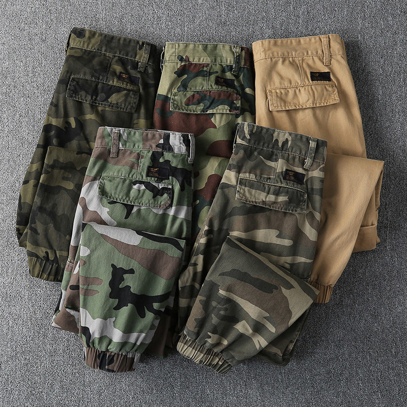 Herren Cargohose im Camouflage-Muster mit elastischen Bündchen und Multifunktionstaschen Nord Taschen