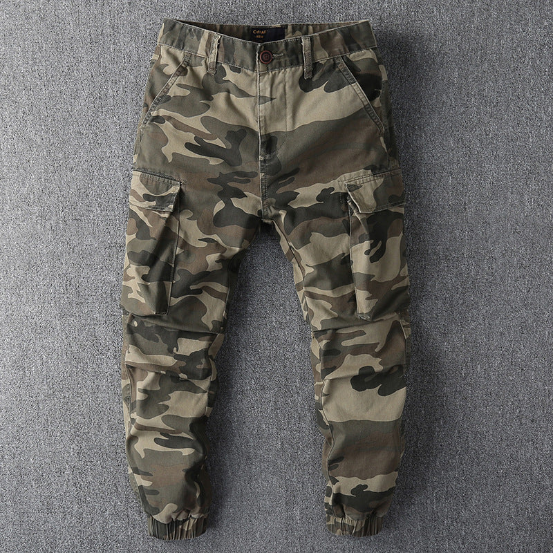 Herren Cargohose im Camouflage-Muster mit elastischen Bündchen und Multifunktionstaschen Nord Taschen