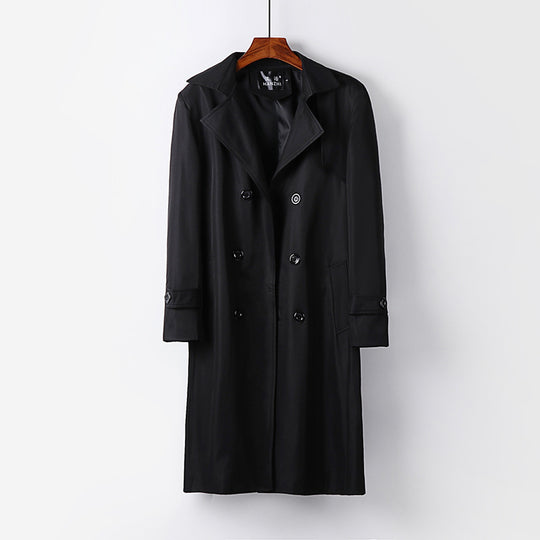 Herren Trenchcoat-Mantel mit doppelter Knopfleiste Taillengürtel und klassischem Revers Nord Taschen
