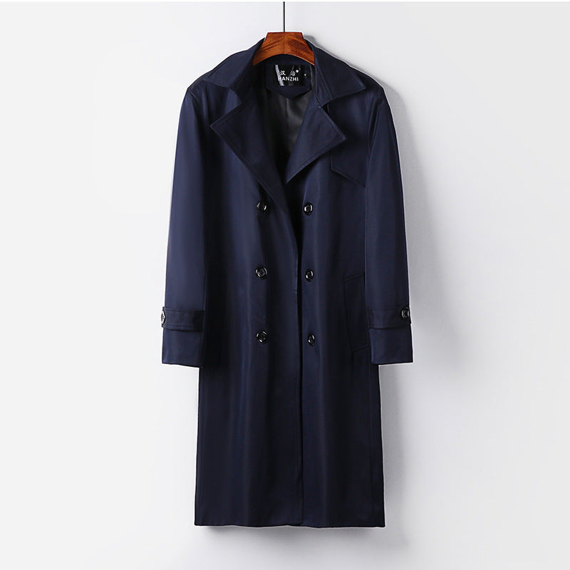 Herren Trenchcoat-Mantel mit doppelter Knopfleiste Taillengürtel und klassischem Revers Nord Taschen
