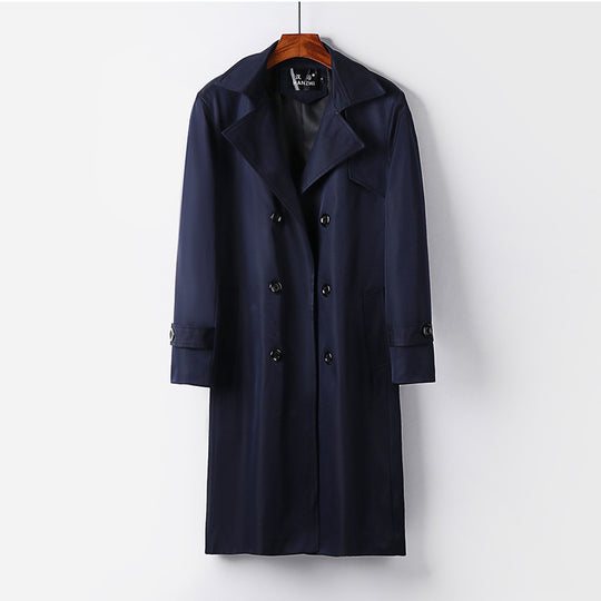 Herren Trenchcoat-Mantel mit doppelter Knopfleiste Taillengürtel und klassischem Revers Nord Taschen