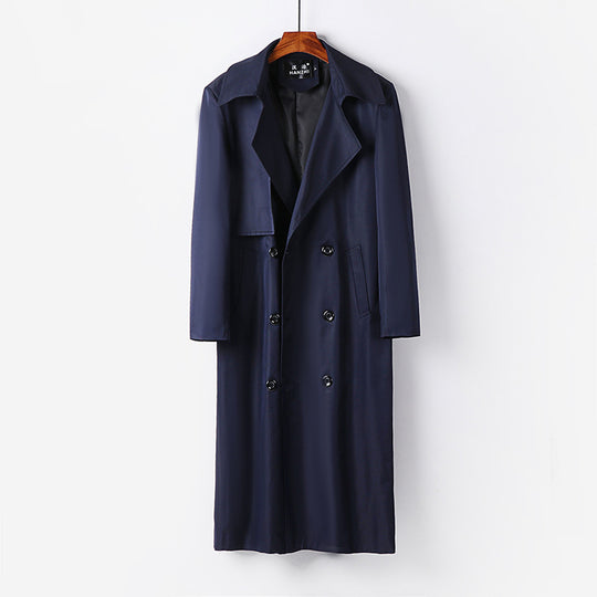Herren Wasserabweisender Langtrenchcoat mit Taillengürtel und markantem Schalkragen Nord Taschen