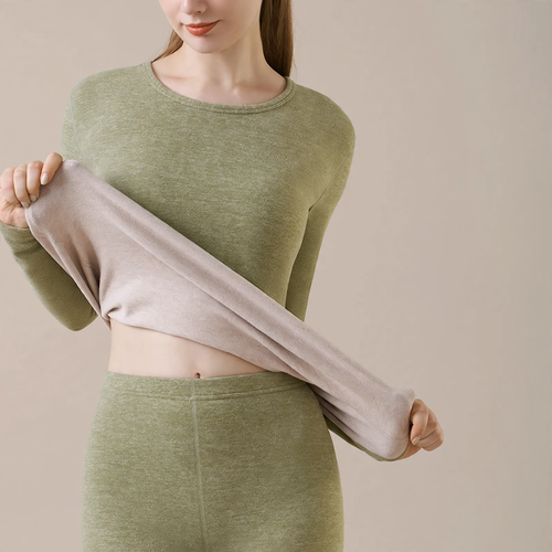 Damen-Langarmshirt, gefüttert, mit Rundhalsausschnitt