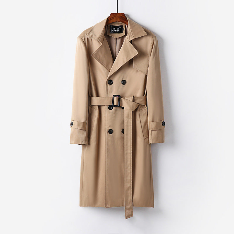 Herren Trenchcoat-Mantel mit doppelter Knopfleiste Taillengürtel und klassischem Revers Nord Taschen