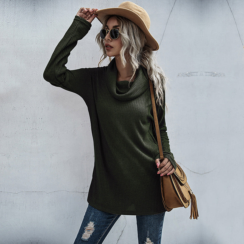 Damen Oversize Feinstrick-Tunika mit weitem Rollkragen und geripptem Strukturstrick Nord Taschen