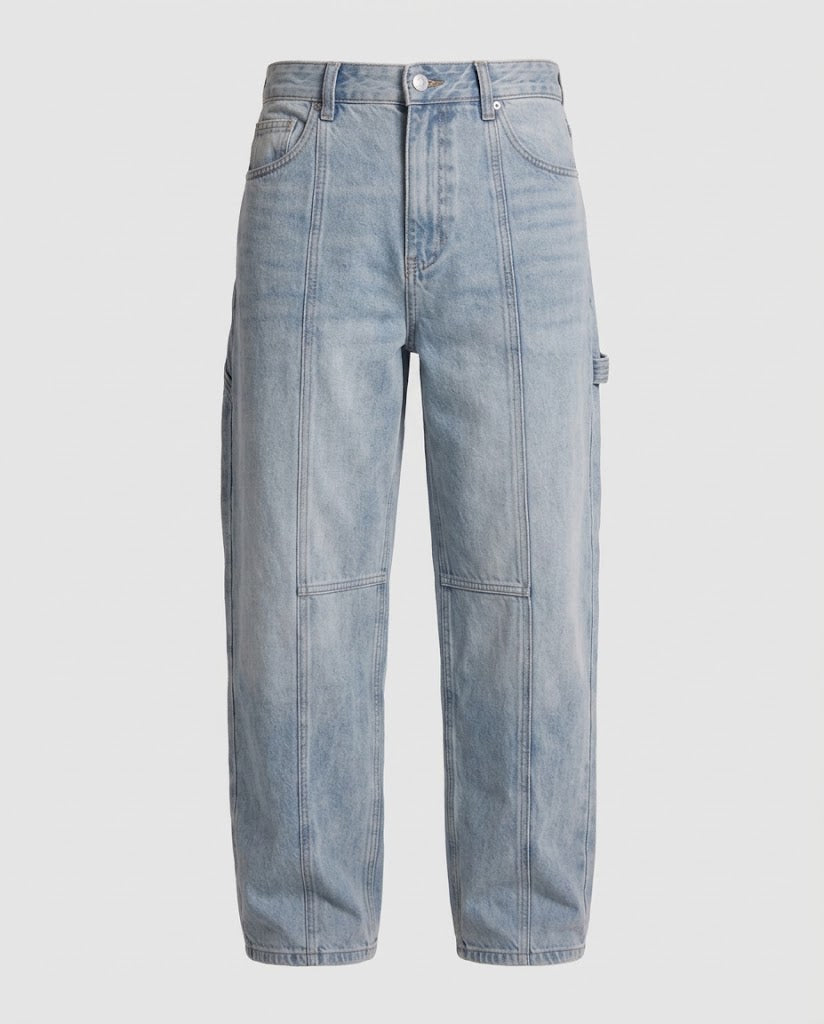 Herren Weite Vintage-Wash Baggy-Jeans mit Carpenter-Details und tiefem Schritt Nord Taschen