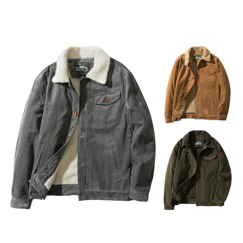 Herren Stylische Outdoor-Jacke mit Teddy-Futter Nord Taschen