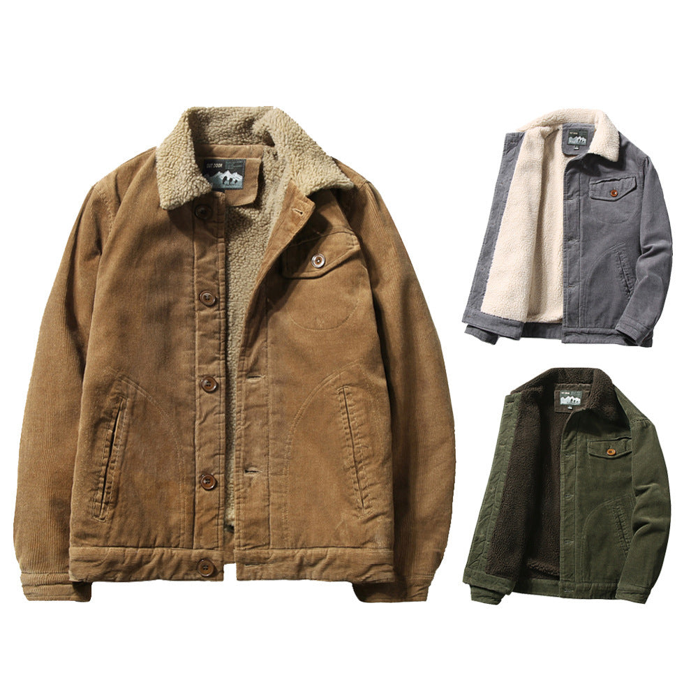 Herren Bequeme Cordjacke mit Teddyfutter Nord Taschen