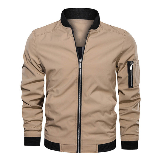 Herren Leichte Bomberjacke im Utility-Look mit Ärmeltasche und Rippbündchen Nord Taschen