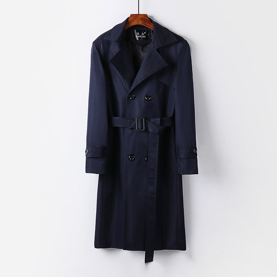 Herren Trenchcoat-Mantel mit doppelter Knopfleiste Taillengürtel und klassischem Revers Nord Taschen
