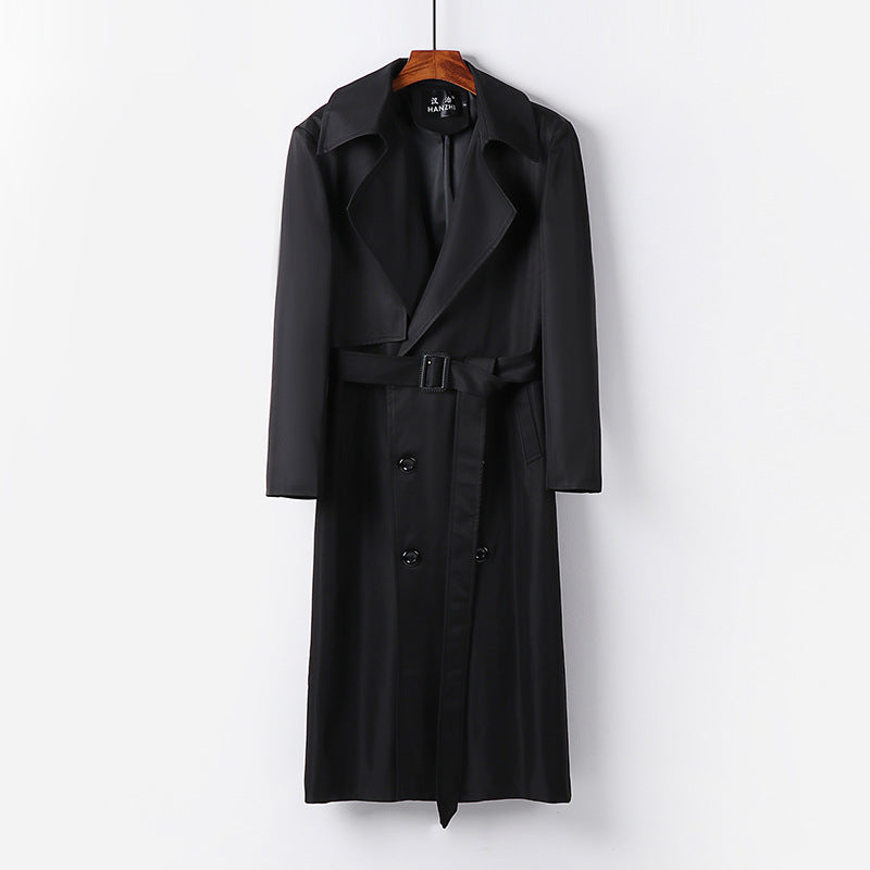 Herren Wasserabweisender Langtrenchcoat mit Taillengürtel und markantem Schalkragen Nord Taschen