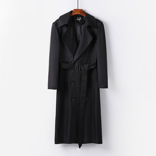 Herren Wasserabweisender Langtrenchcoat mit Taillengürtel und markantem Schalkragen Nord Taschen