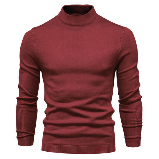 Herren-Rollkragenpullover, gestrickt, einfarbig