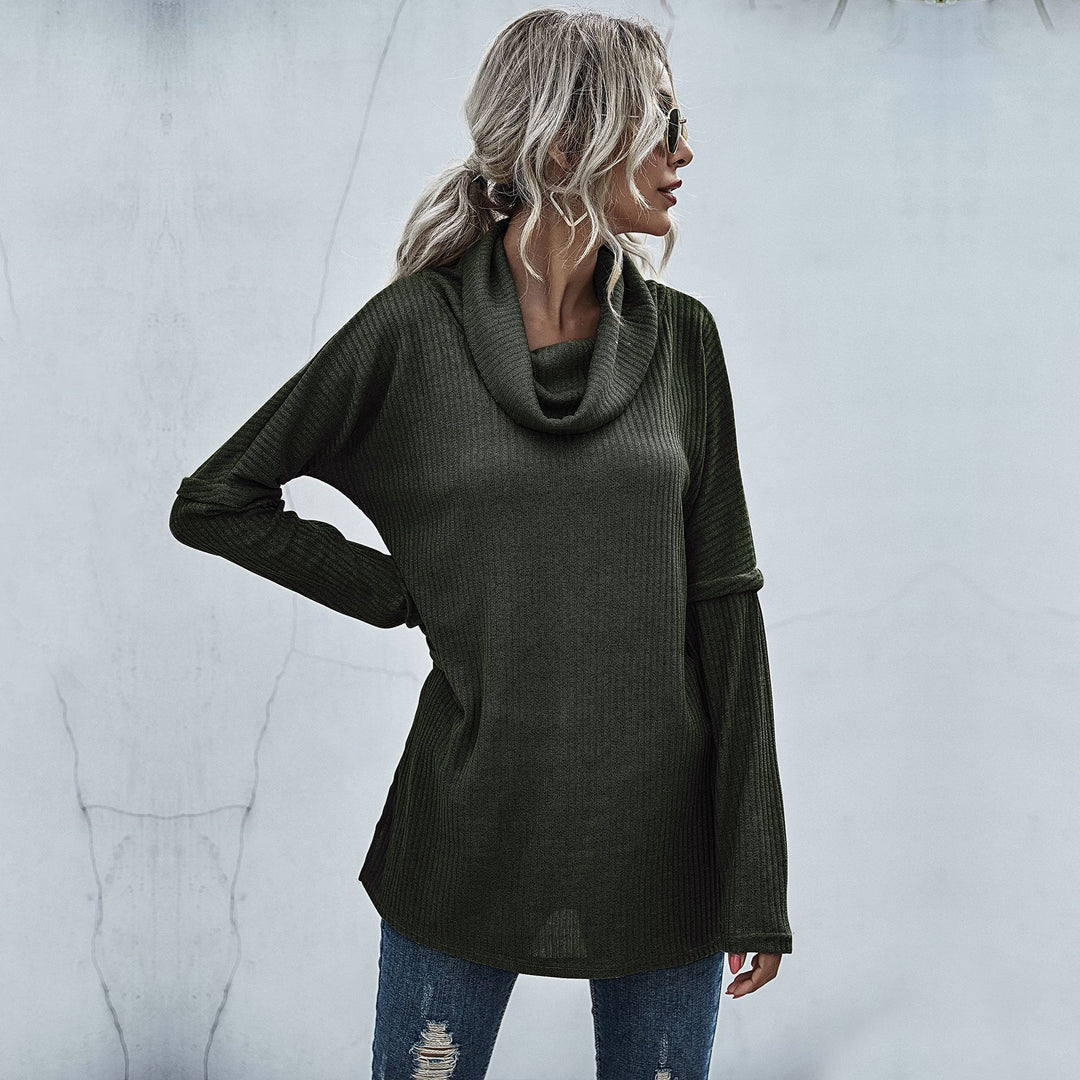 Damen Oversize Feinstrick-Tunika mit weitem Rollkragen und geripptem Strukturstrick Nord Taschen
