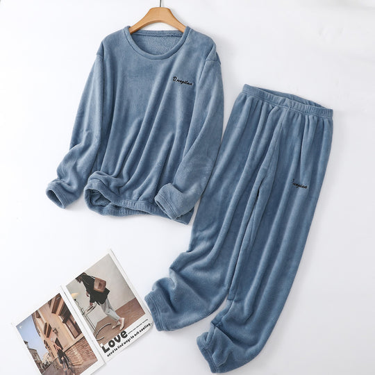 Damen-Schlafanzug aus Korallenfleece, warm, lockere Passform