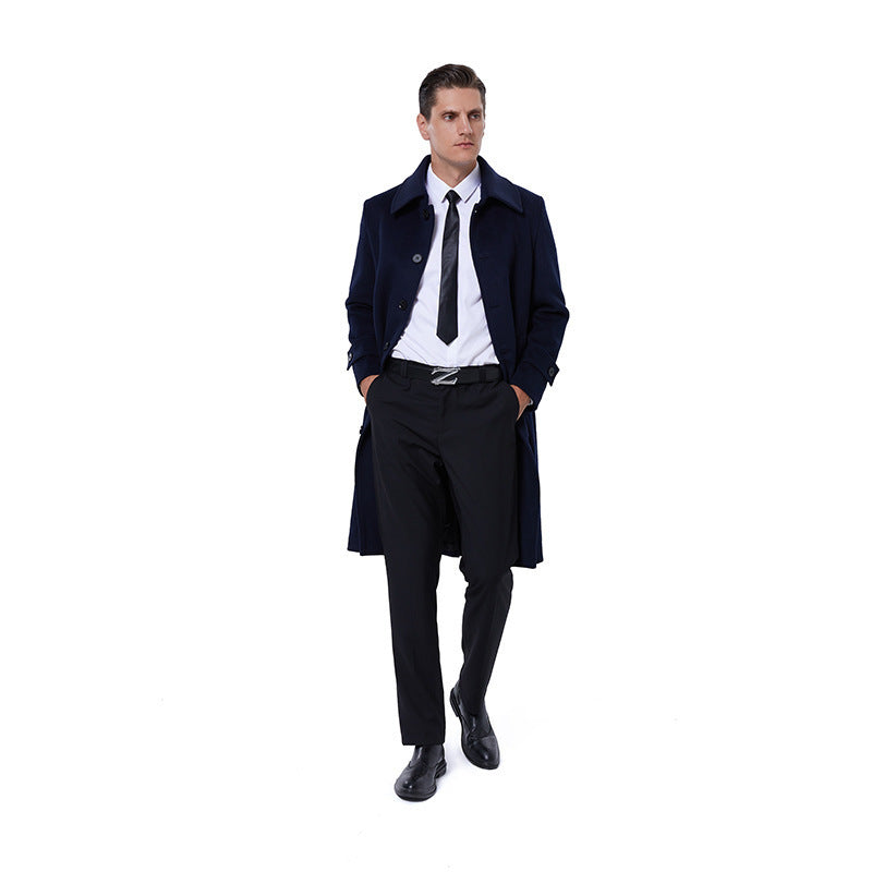Herren Langmantel aus Wollmix mit schlichter Knopfleiste und verstellbaren Manschetten Nord Taschen