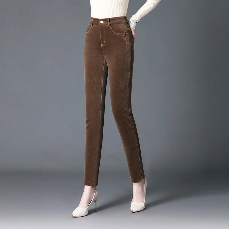 Damen-Cordhose, gerade, gefüttert, elastisch