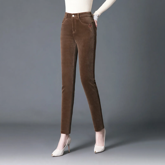 Damen-Cordhose, gerade, gefüttert, elastisch