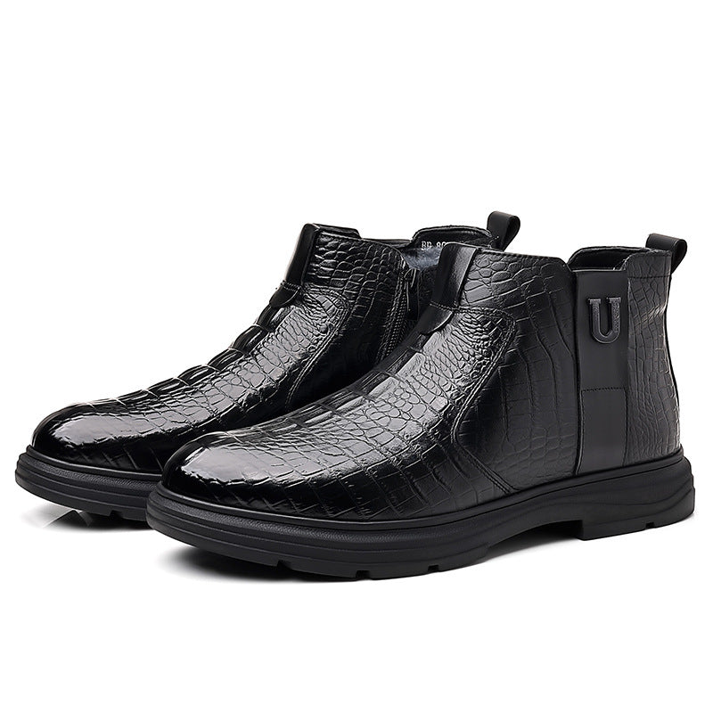 Elegante Herren-Lederstiefel, gefüttert