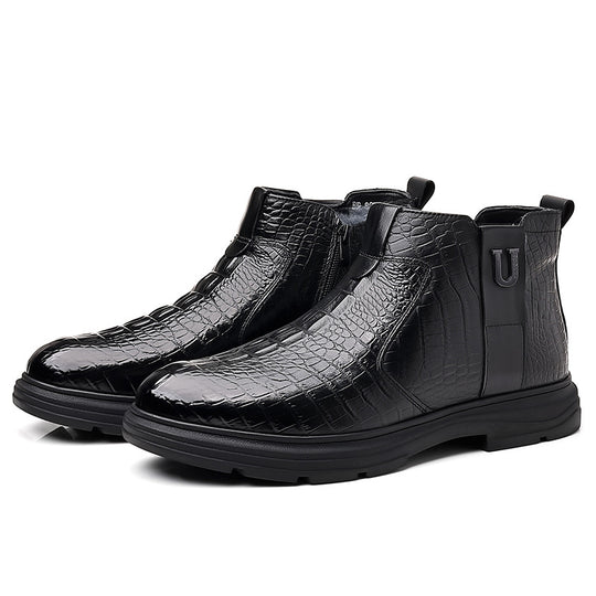 Elegante Herren-Lederstiefel, gefüttert