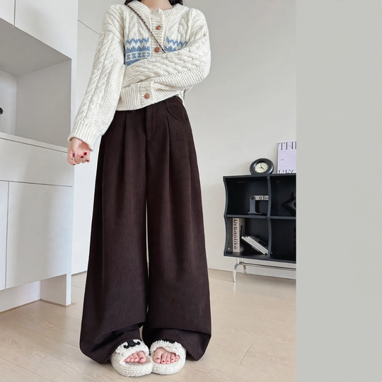 Gefütterte Cord-Anzughose mit hohem Bund