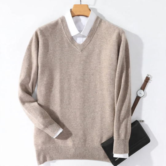 Herren-Wollpullover mit V-Ausschnitt