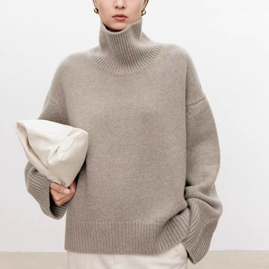 Damen-Rollkragenpullover, Oversize, für Herbst und Winter