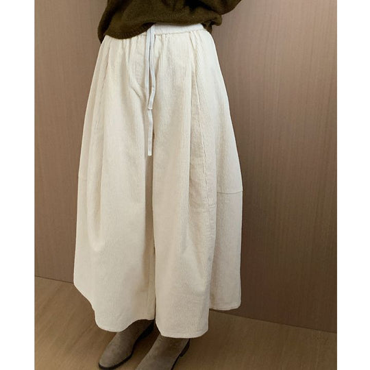 Damen-Cordhose mit weitem Bein und elastischem Bund