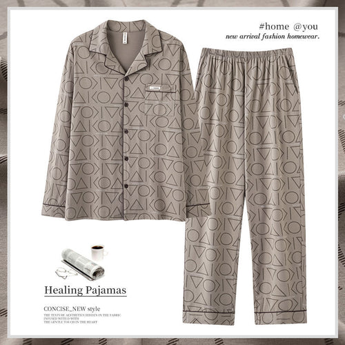 Herren-Pyjama aus 100% Baumwolle, langärmelig