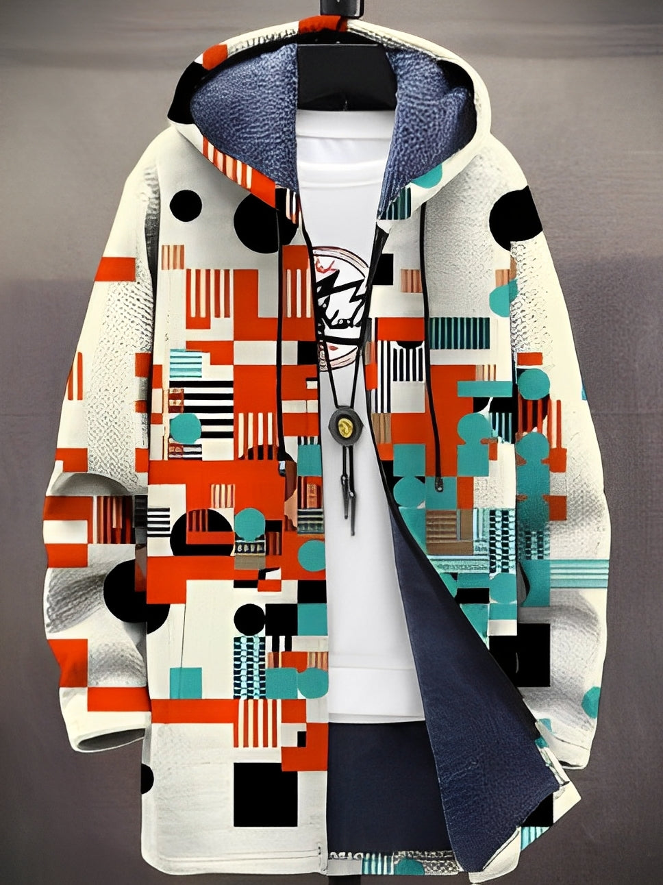Stilvolle bedruckte Jacke mit Kapuze für Männer