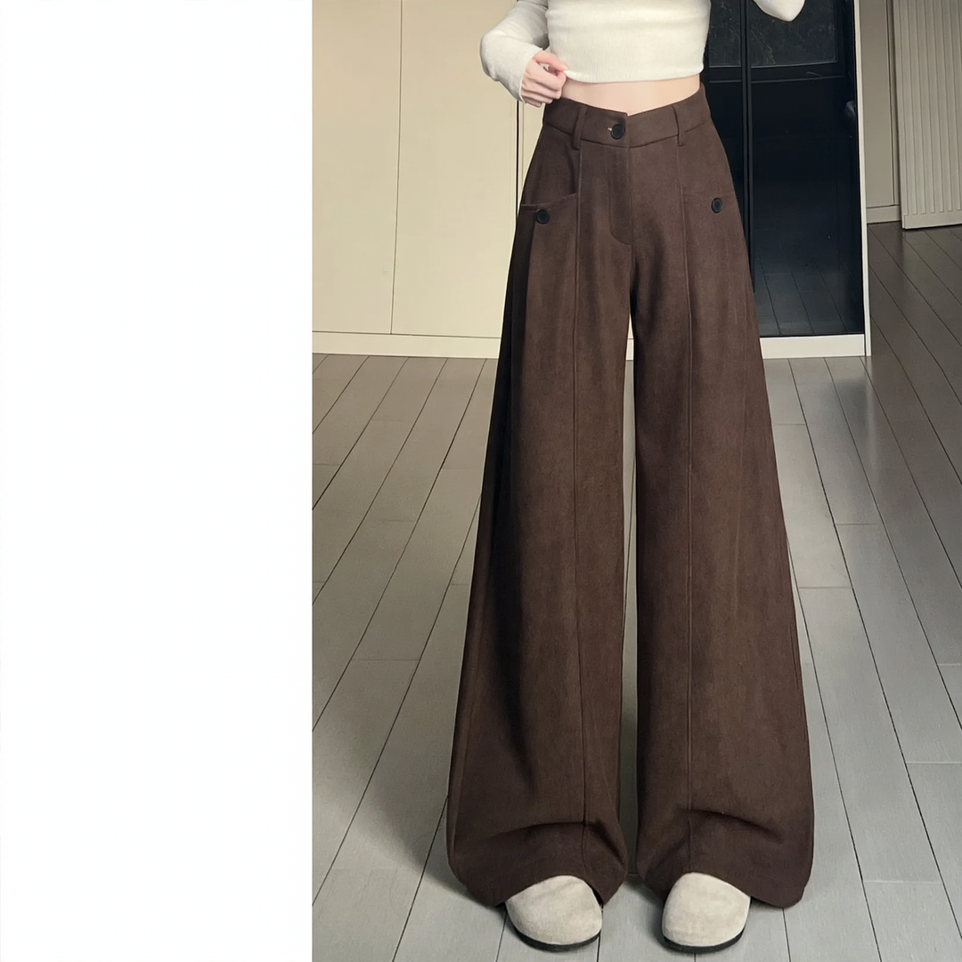 Damen-Cord-Anzughose mit hohem Bund