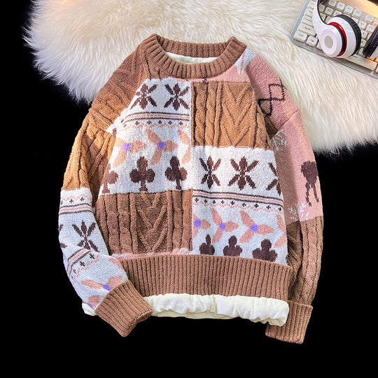 Unisex Strickpullover, gefüttert, Oversized