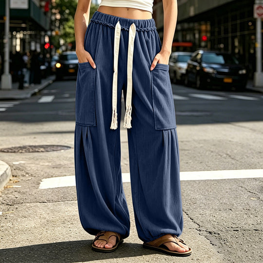 Cord-Cargohose für Damen mit Kordelzug und Taschen