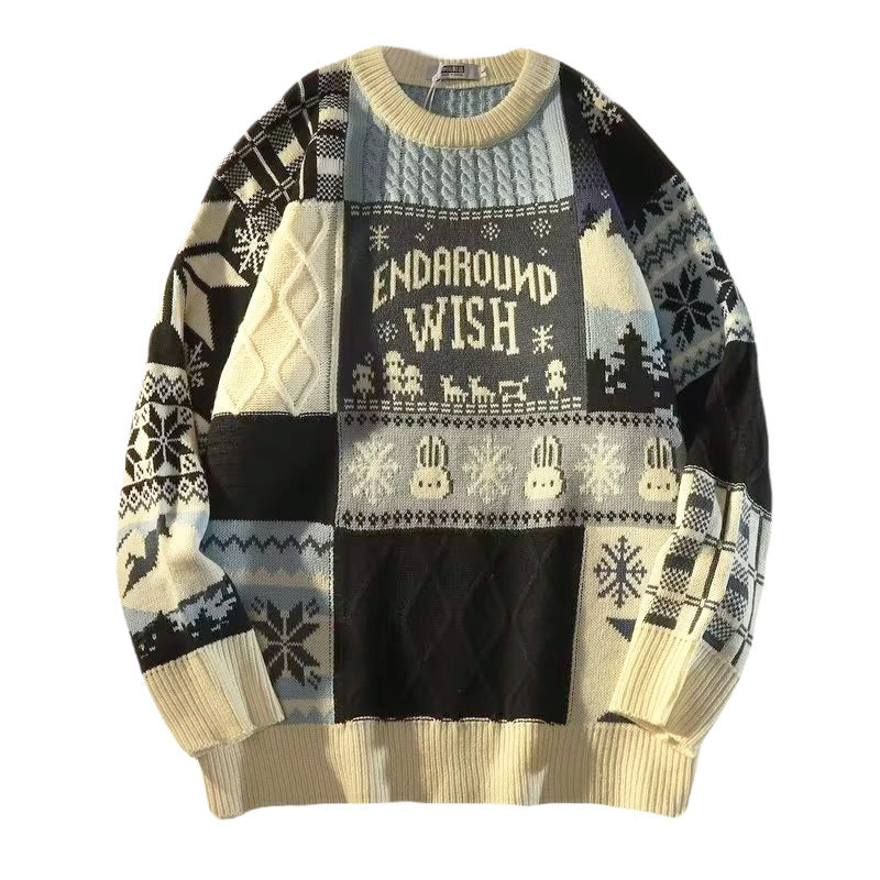 Herren-Strickpullover mit Kontrastmuster