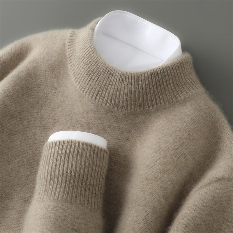 Herren-Wollpullover mit Stehkragen