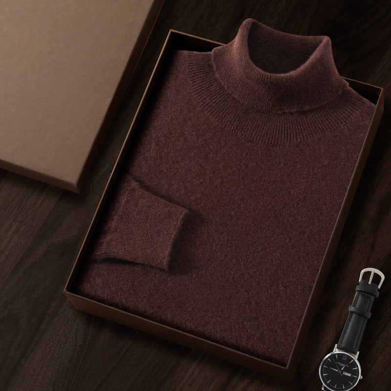 Herren-Kaschmirpullover, hoher Kragen, Business-Casual
