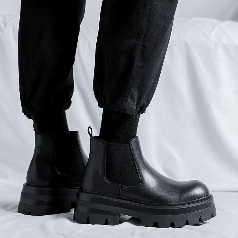Herren-Chelsea-Stiefel, Plateau, Mikrofaser