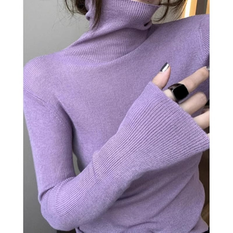 Damen-Wollpullover mit Stehkragen